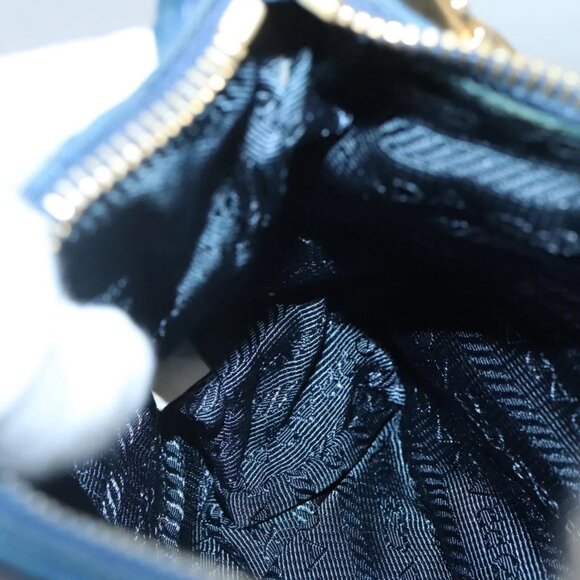 PRADA Accessory Pouch Nylon Blue Gold Auth 139522 - Picture 13 of 16